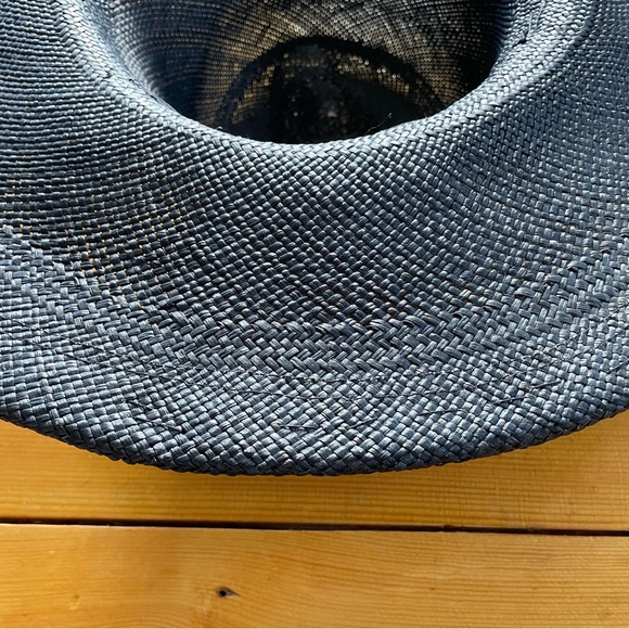 Von Henneberg Raffia Derby Hat Black with Ribbon Straw Floral Detail main image 8